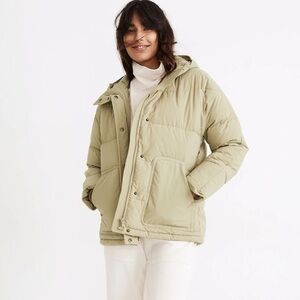 NWOT Madewell Holland Quilted Puffer Parka in Ash Green size XS